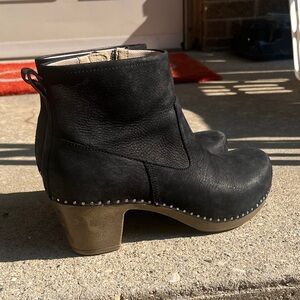 Dansko Black Ankle Boots with Studded Heel